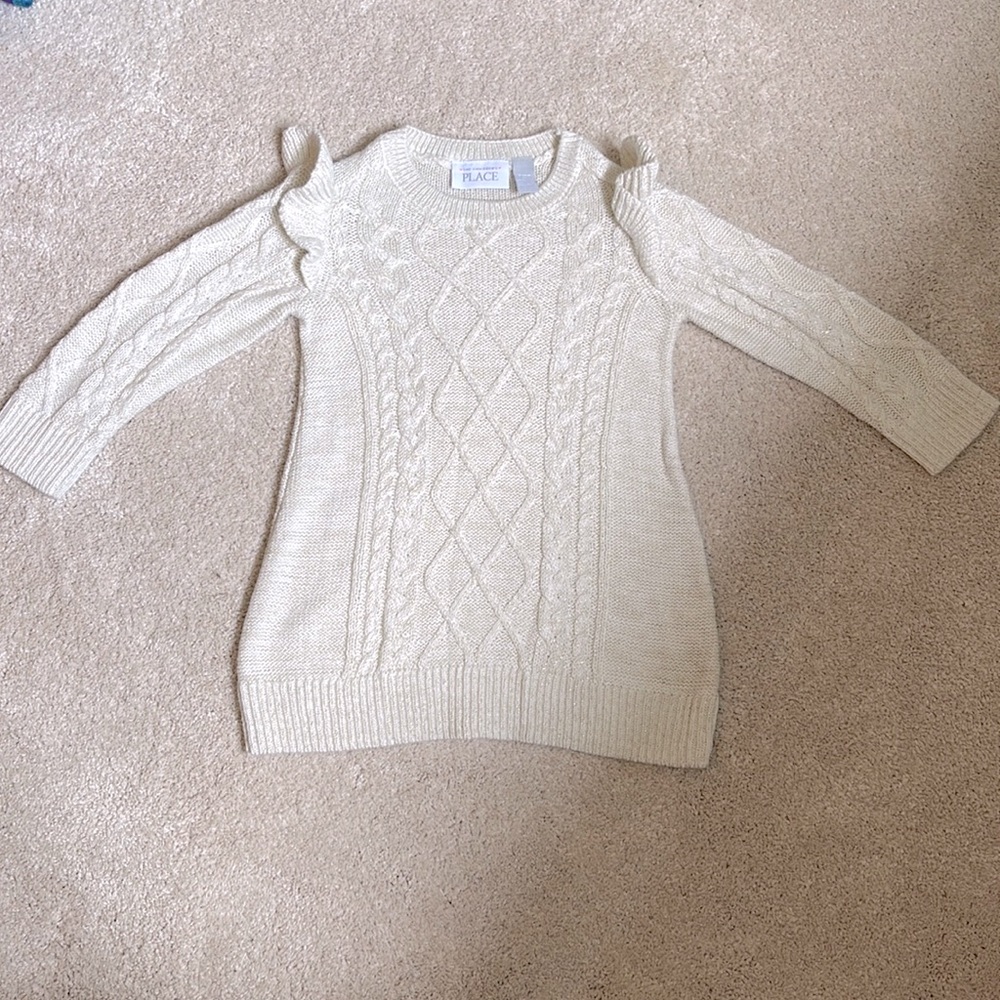 Toddler Girls Cable Knit Ruffle Sweater Dress